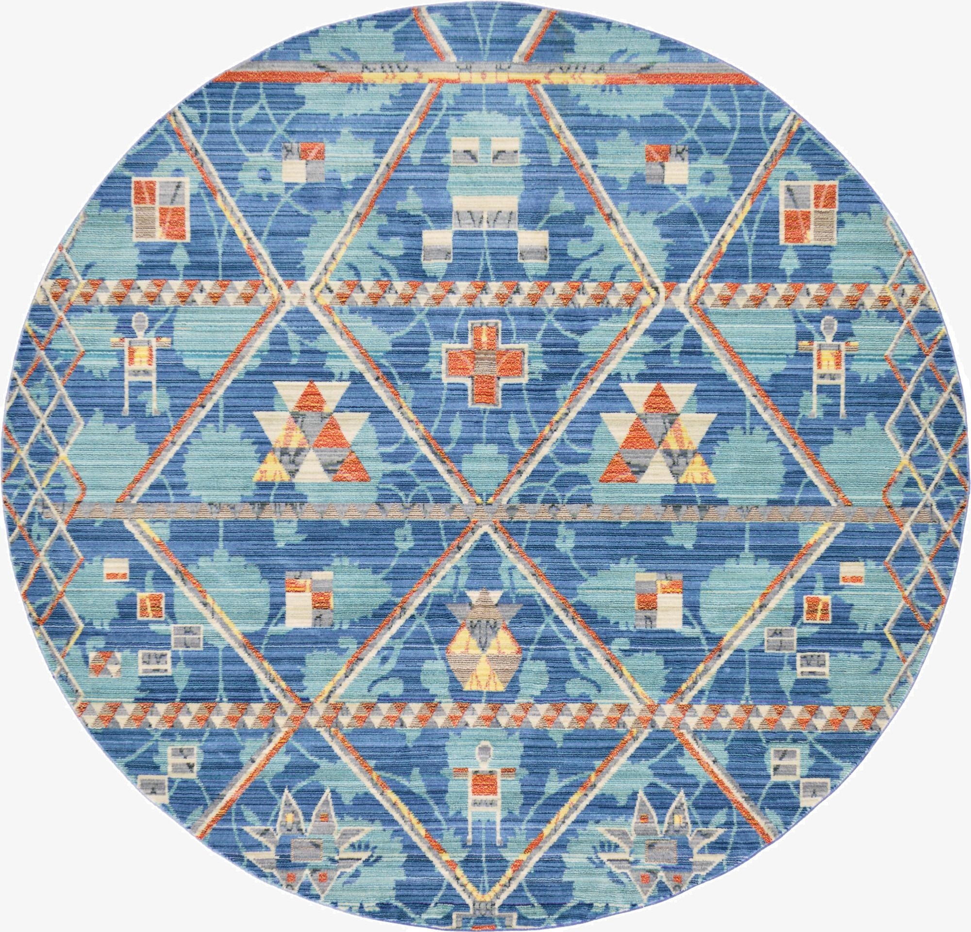 6' x 6' Aqua Round Rug