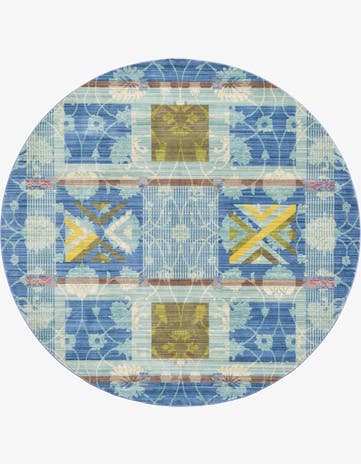 6' x 6' Aqua Round Rug