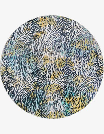 Blue Ariel Round Rug