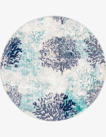 Blue Ariel Round Rug