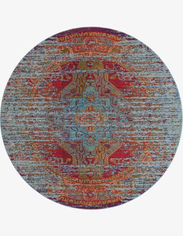 Blue Washable Arte Round Rug