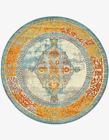 Blue Washable Arte Round Rug