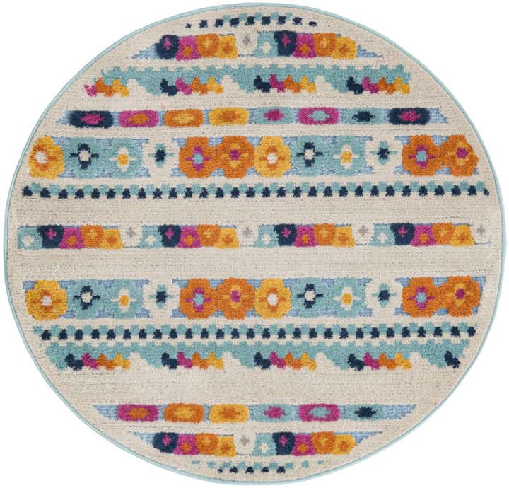 3' 3 x 3' 3 Easy-Clean Aruba Indoor / Outdoor Round Rug