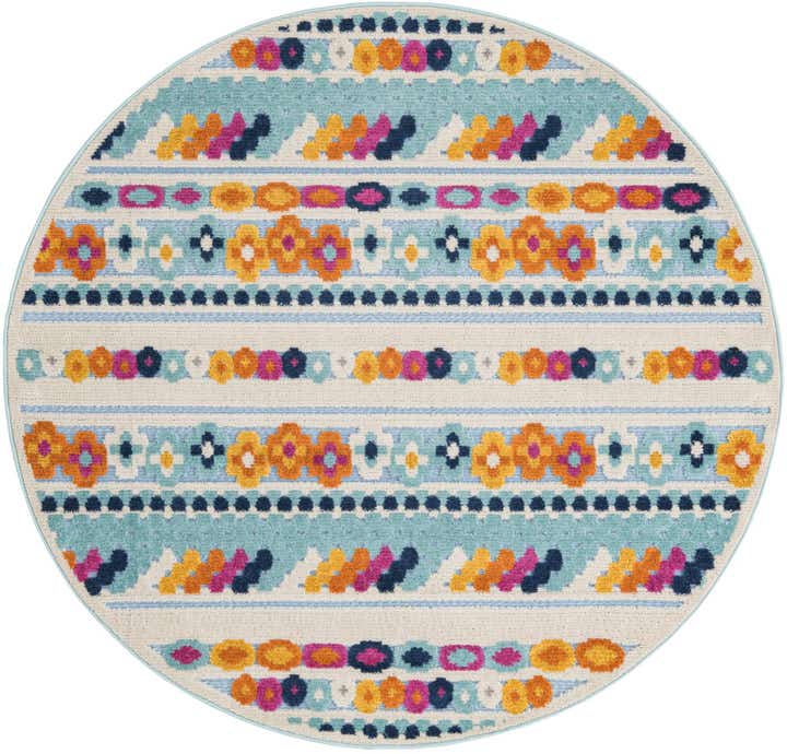 5' 3 x 5' 3 Easy-Clean Aruba Indoor / Outdoor Round Rug