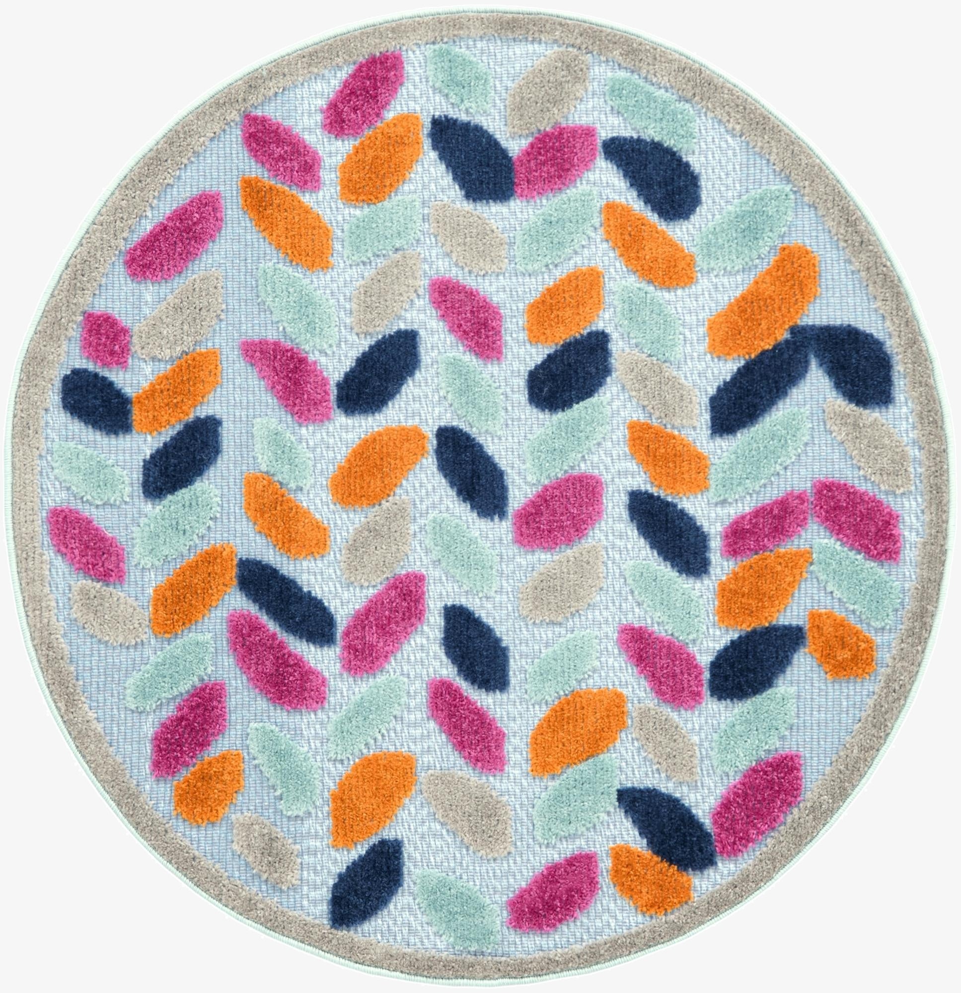 3' 3 x 3' 3  Washable Aruba Indoor / Outdoor Round Rug