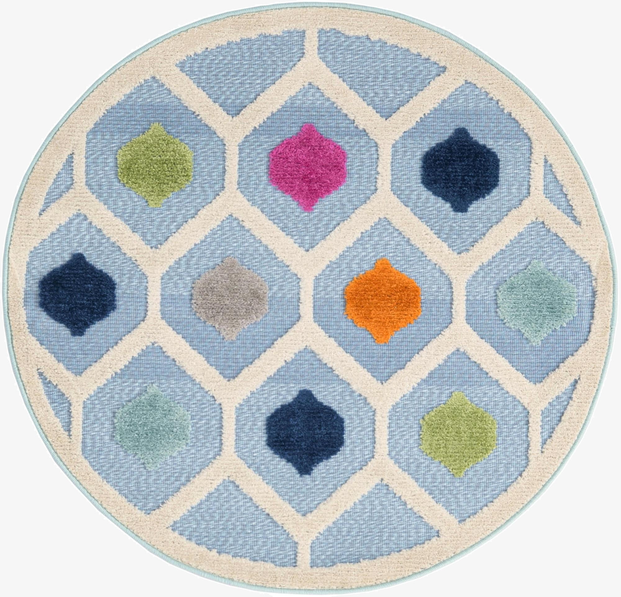 3' 3 x 3' 3  Washable Aruba Indoor / Outdoor Round Rug