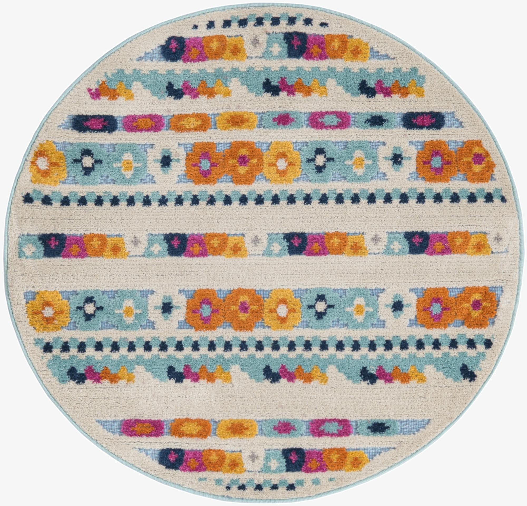 3' 3 x 3' 3  Washable Aruba Indoor / Outdoor Round Rug