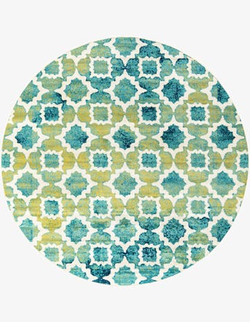 Blue Azalea Round Rug