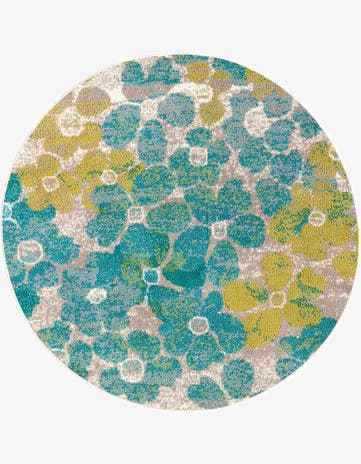 Blue Azalea Round Rug