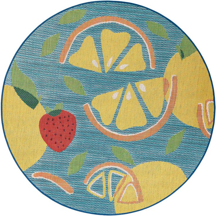 Detail image of 6' 1 x 6' 1 Easy-Clean Baja Indoor / Outdoor Round Rug