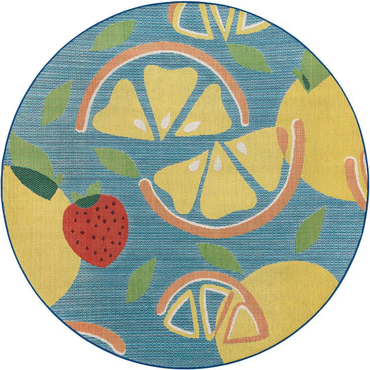 Detail image of 7' 10 x 7' 10 Easy-Clean Baja Indoor / Outdoor Round Rug