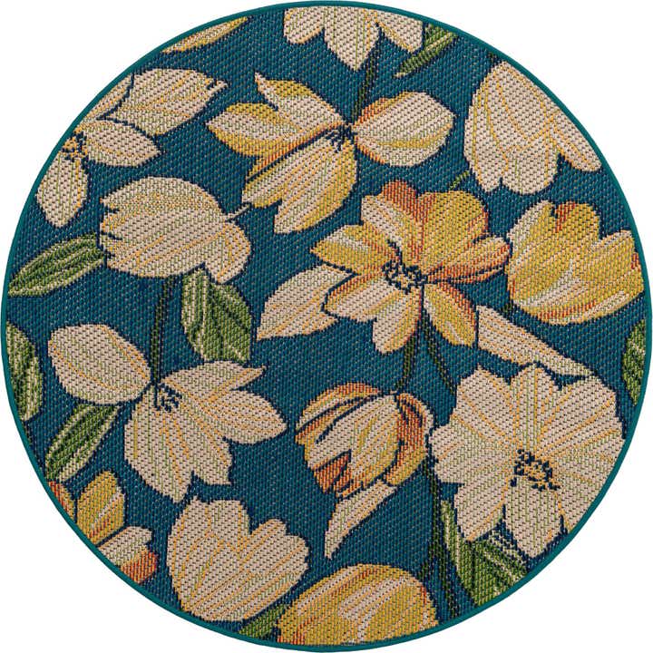 4' x 4' Easy-Clean Baja Indoor / Outdoor Round Rug