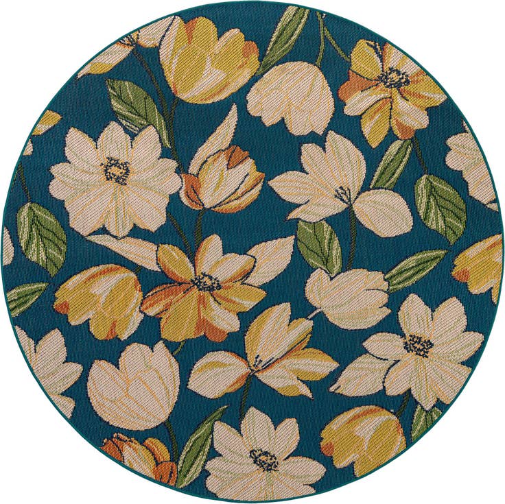 Detail image of 7' 10 x 7' 10 Easy-Clean Baja Indoor / Outdoor Round Rug