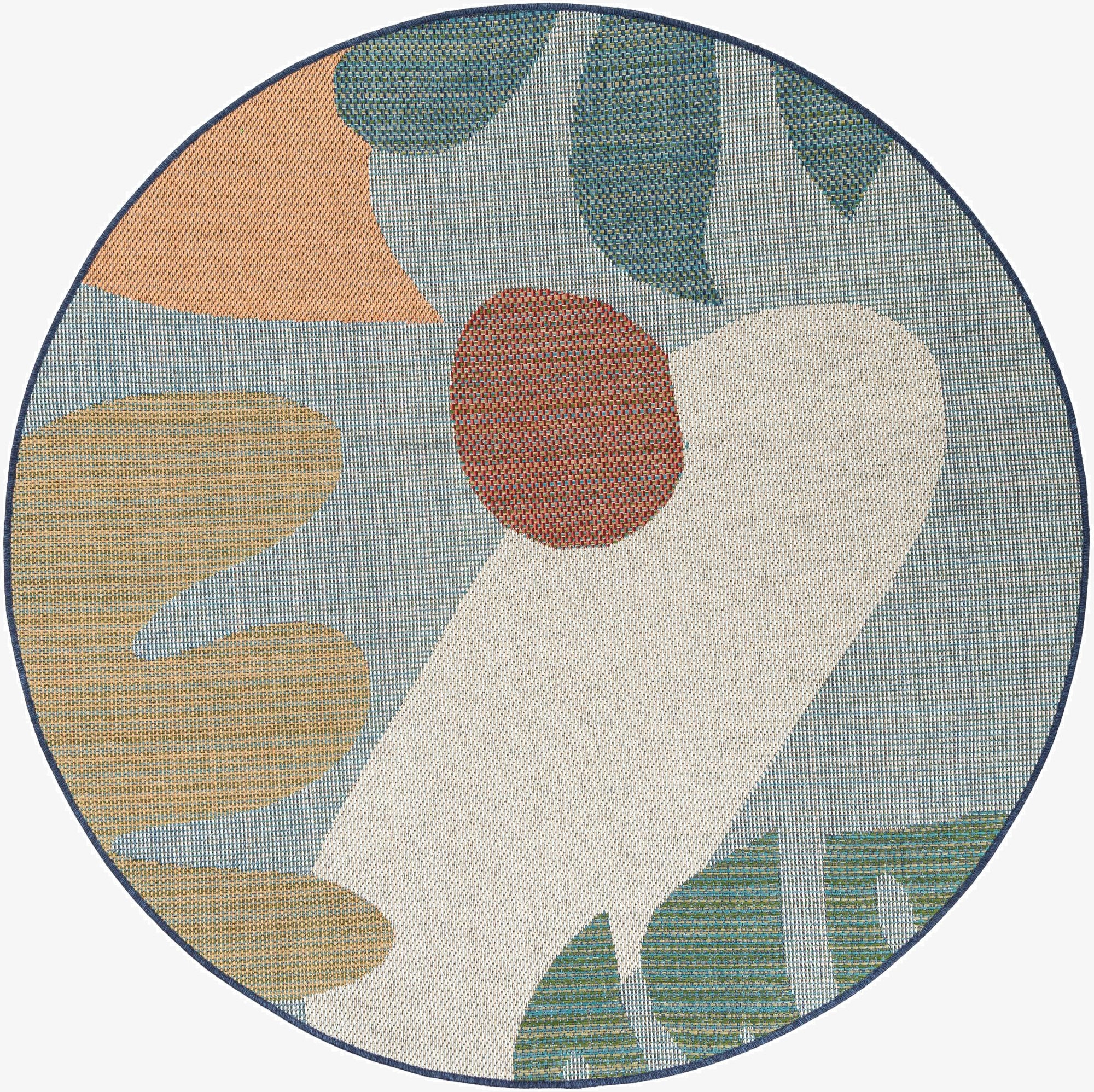 6' 1 x 6' 1  Washable Baja Indoor / Outdoor Round Rug