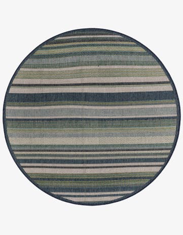 Blue Easy-Clean Baja Indoor / Outdoor Round Rug