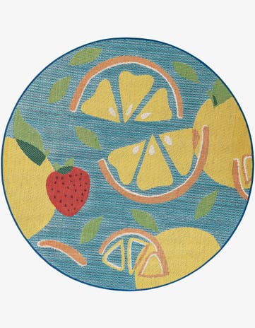 6' 1 x 6' 1 Easy-Clean Baja Indoor / Outdoor Round Rug