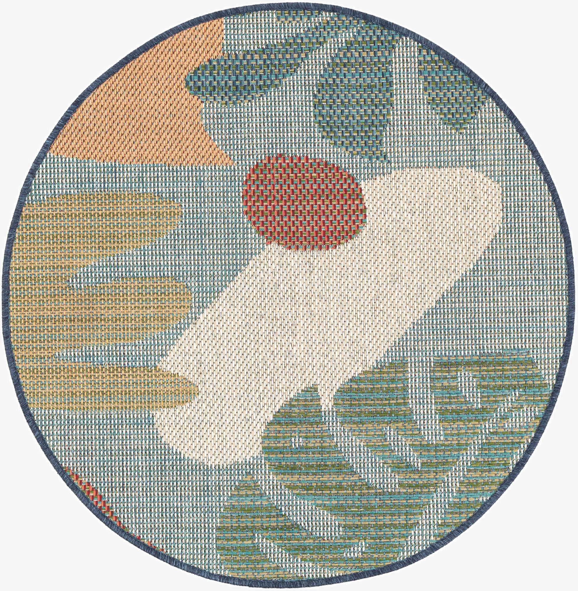 3' 3 x 3' 3  Washable Baja Indoor / Outdoor Round Rug