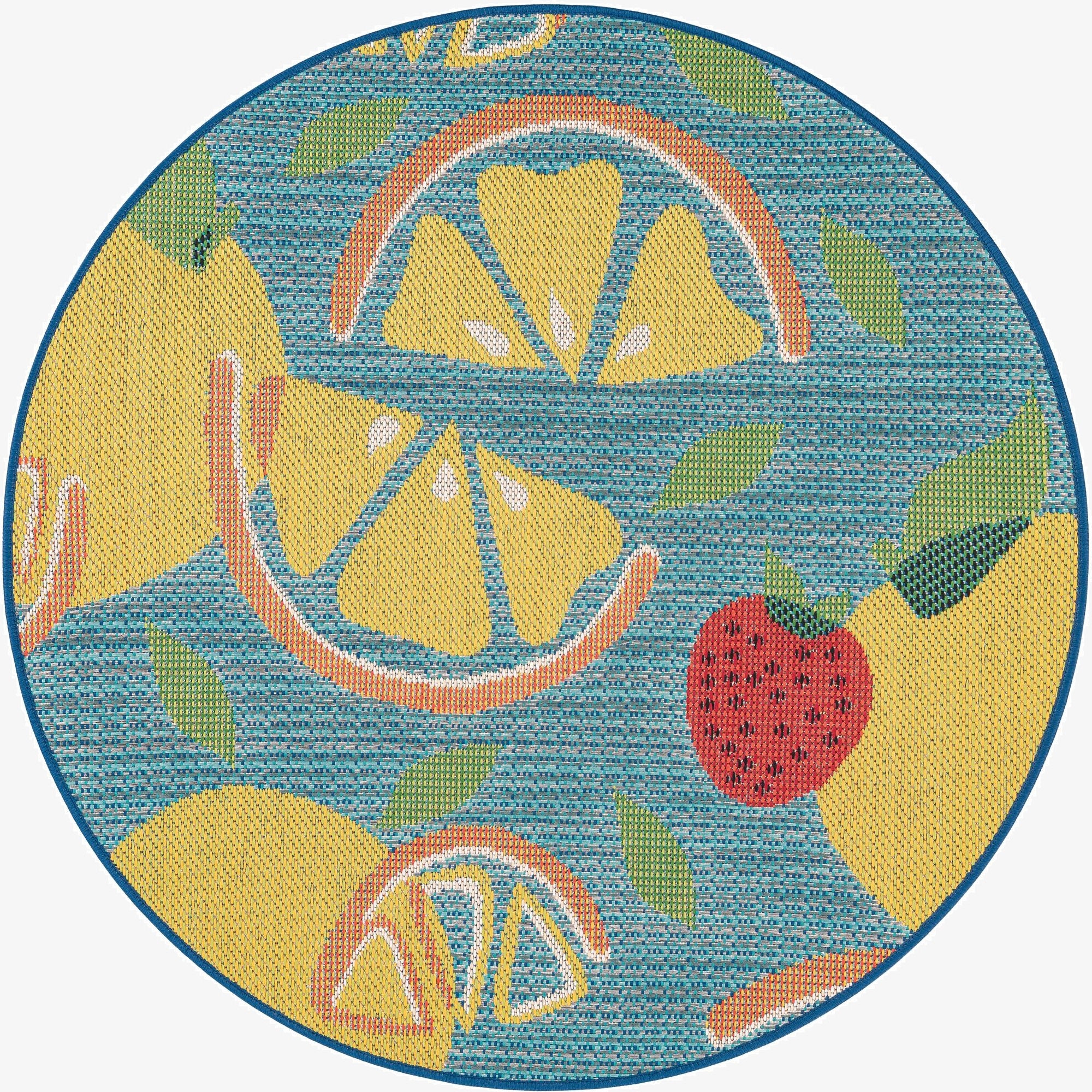 4' 1 x 4' 1  Washable Baja Indoor / Outdoor Round Rug