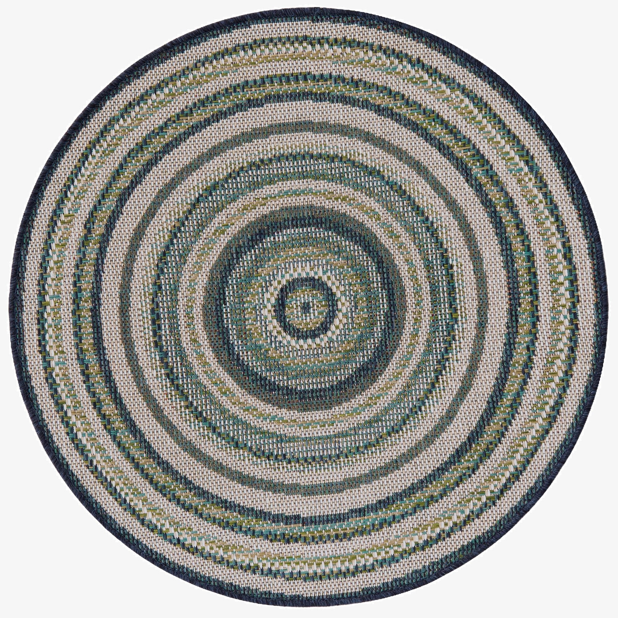 3' 3 x 3' 3  Washable Baja Indoor / Outdoor Round Rug
