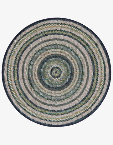 Blue Easy-Clean Baja Indoor / Outdoor Round Rug