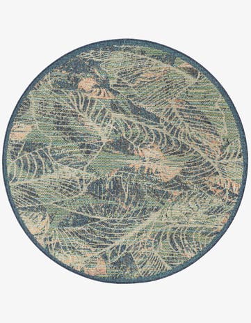 Blue Easy-Clean Baja Indoor / Outdoor Round Rug