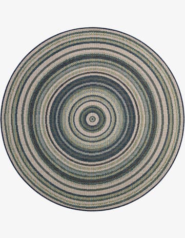 Blue Easy-Clean Baja Indoor / Outdoor Round Rug