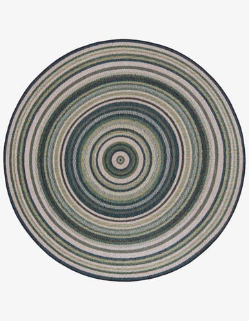 Blue Easy-Clean Baja Indoor / Outdoor Round Rug