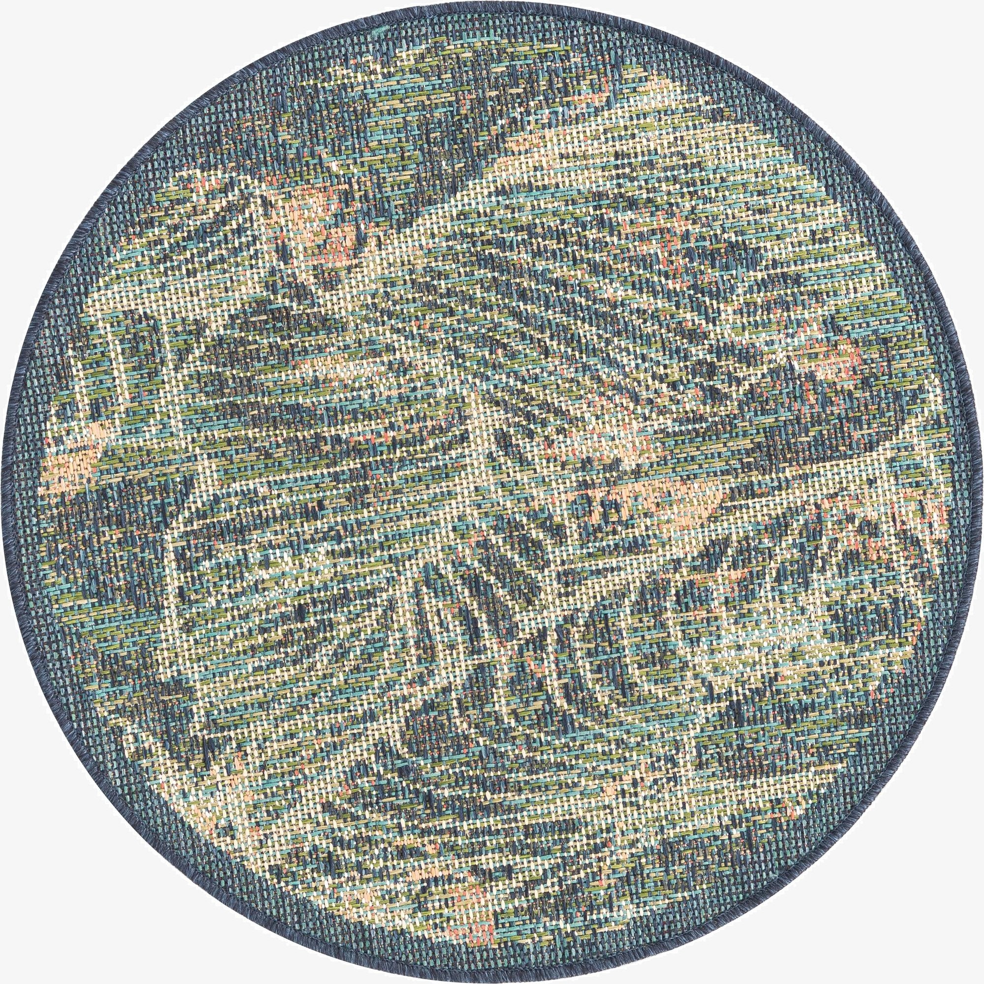 3' 3 x 3' 3  Washable Baja Indoor / Outdoor Round Rug