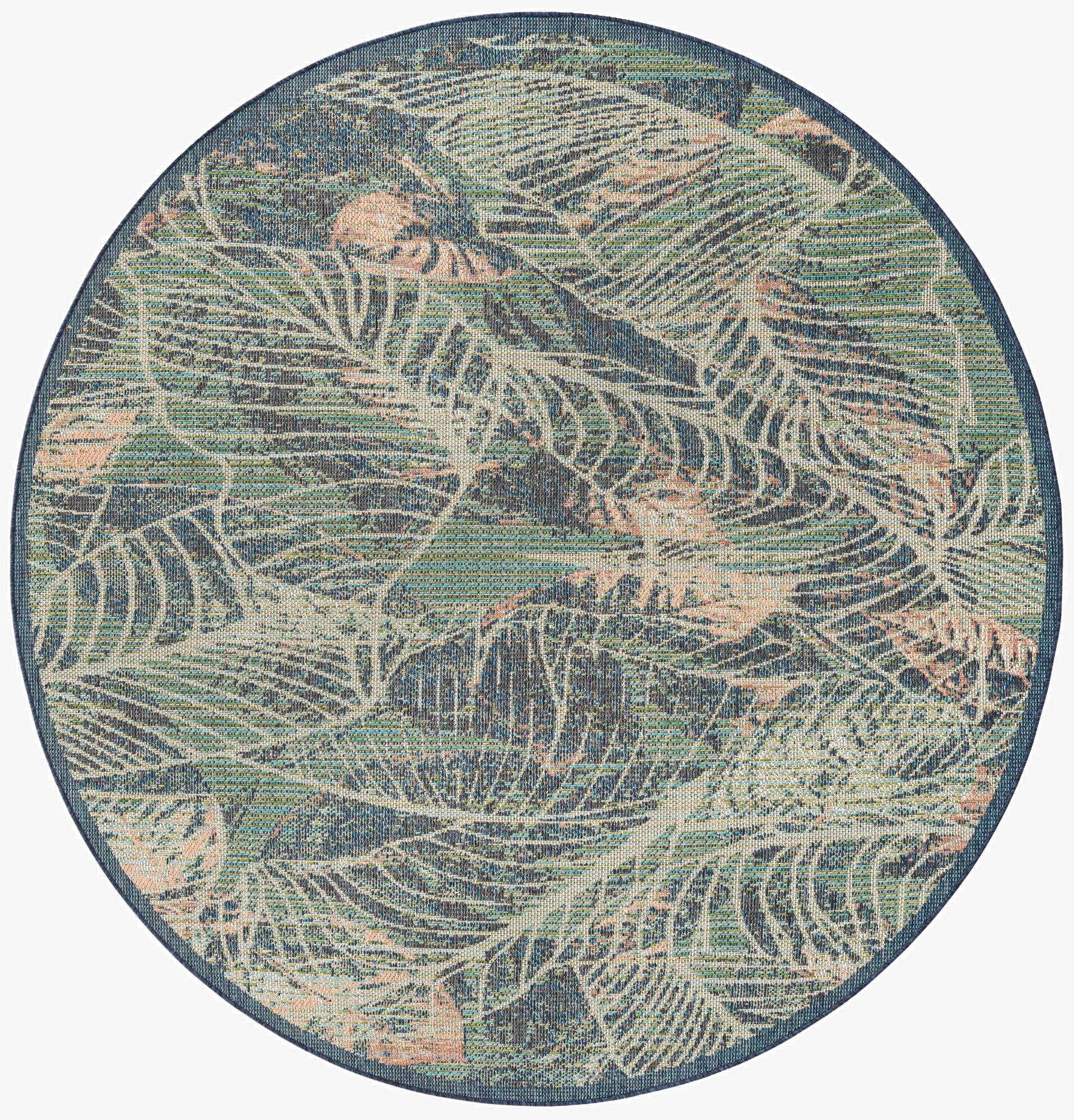 7' 10 x 7' 10  Washable Baja Indoor / Outdoor Round Rug