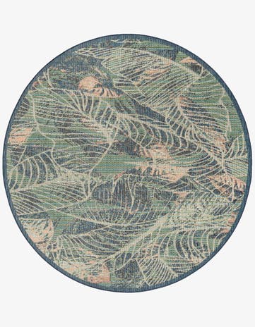 Blue Easy-Clean Baja Indoor / Outdoor Round Rug