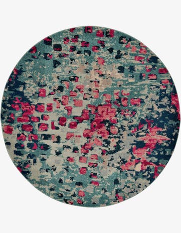 Blue Washable Barcelona Round Rug