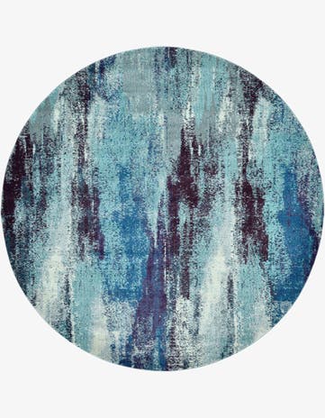 Blue Washable Barcelona Round Rug