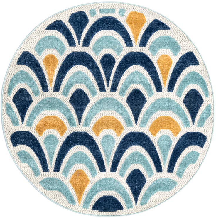Detail image of 5' 3 x 5' 3 Easy-Clean Belize Indoor / Outdoor Round Rug
