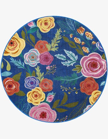 Blue Blossom Round Rug