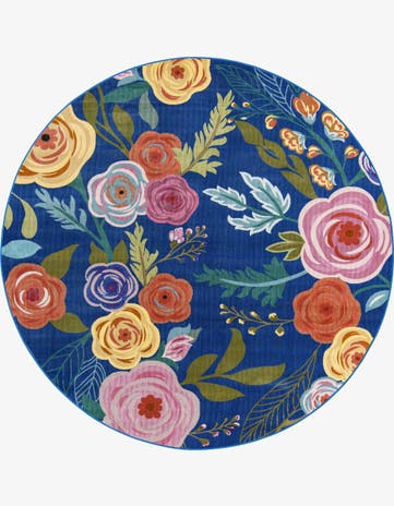 Blue Blossom Round Rug