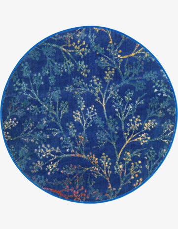 Blue Blossom Round Rug