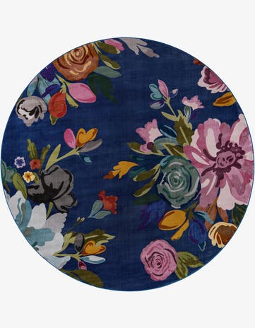 Blue Blossom Round Rug