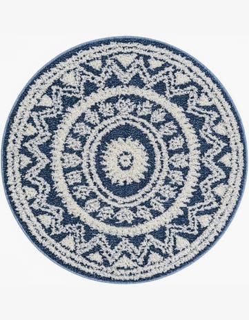 Blue Boho Round Rug