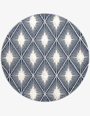 Blue Boho Round Rug