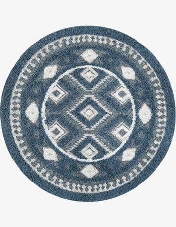 Blue Boho Round Rug