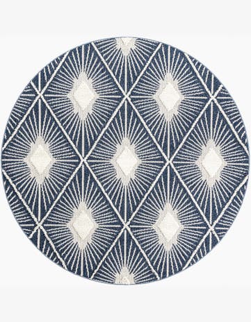 Blue Boho Round Rug