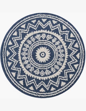 Blue Boho Round Rug