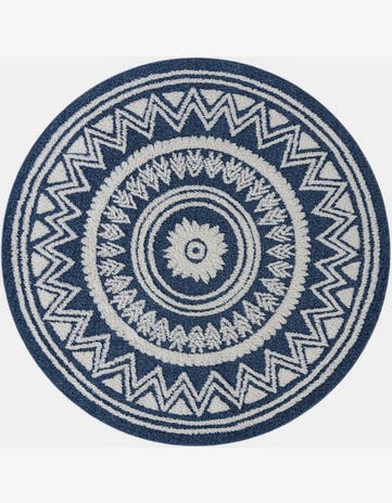 Blue Boho Round Rug