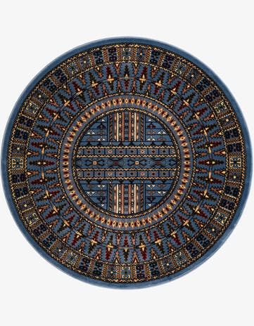 Blue Bokhara Round Rug