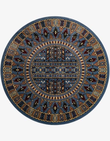 Blue Bokhara Round Rug