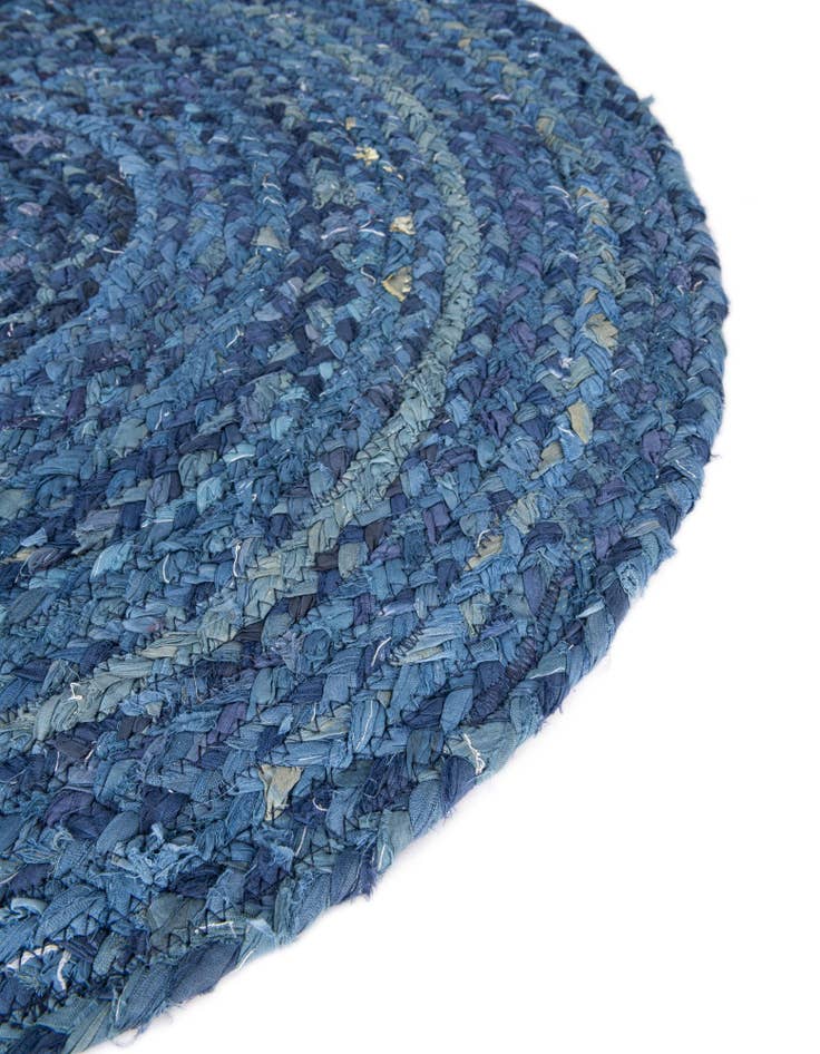 Detail image of 8' x 8'  Hand Braided Chindi Round Rug