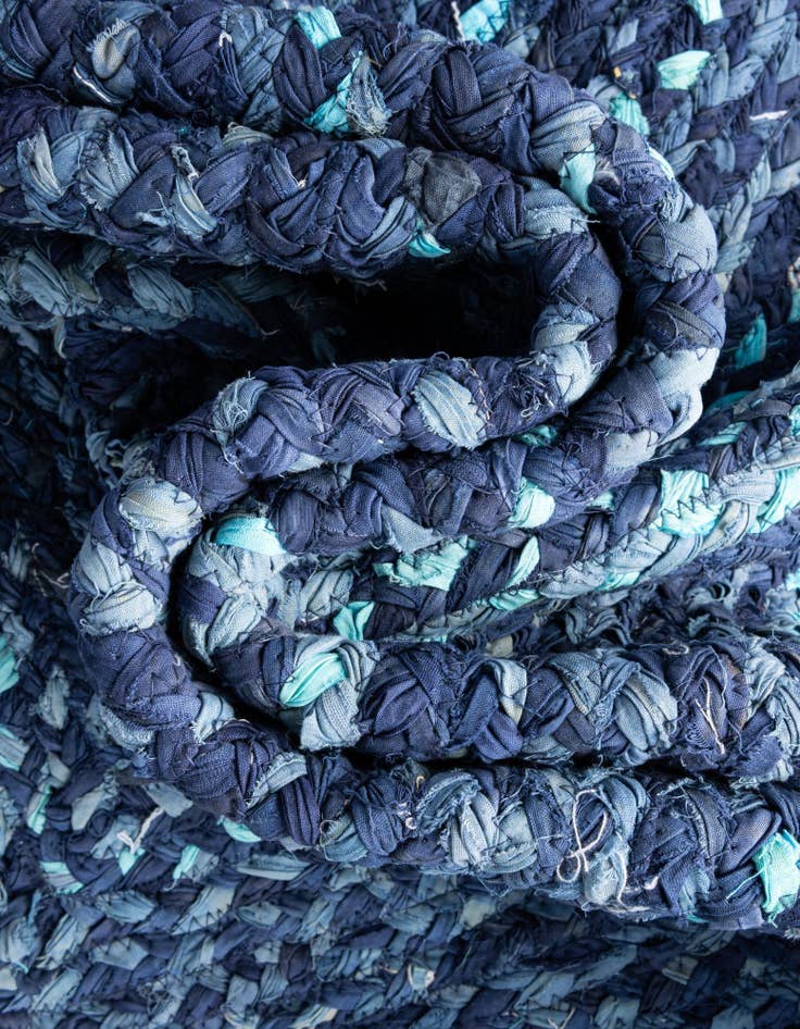 Detail image of 8' x 8'  Hand Braided Chindi Round Rug