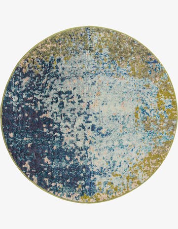 Blue Washable Casablanca Round Rug