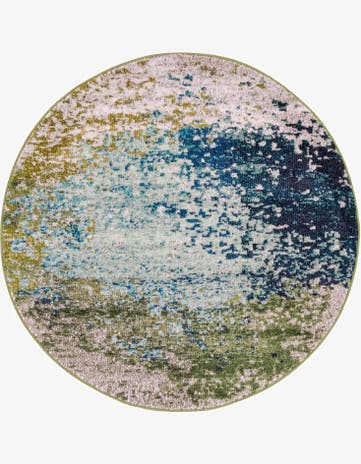 Blue Washable Casablanca Round Rug
