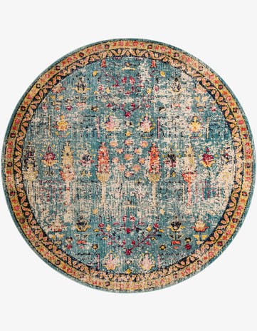 Blue Washable El Paso Round Rug